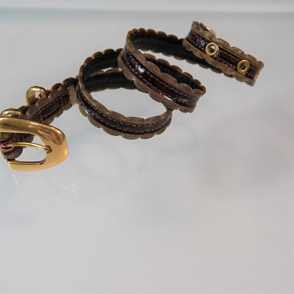 Fashion Dress Belt Mesh And Leather Skinny - Picture 3 of 9